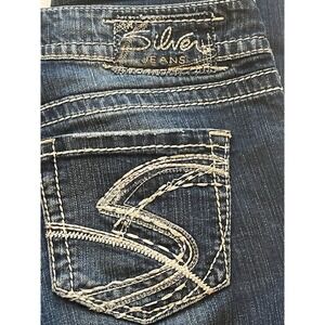 Silver Jeans  Suki Blue Fluid Denim Stretch Distressed White Stitched W28 X L32